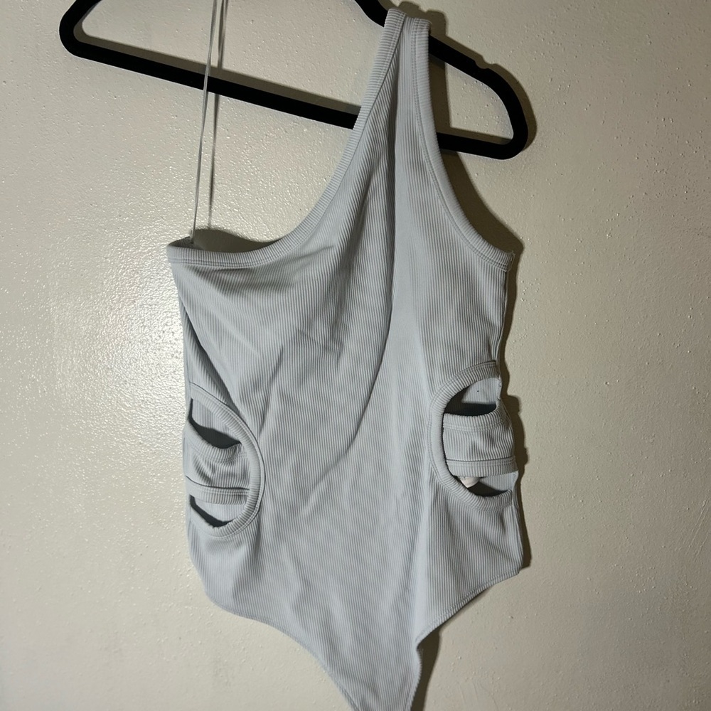 Abercrombie & Fitch Light Blue Bodysuit Asymmetrical Design Size L
